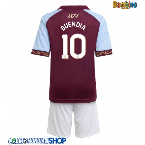 Maglie da calcio Aston Villa Emiliano Buendia #10 Prima Maglia Bambino 2025-26 Manica Corta + Pantaloni corti)